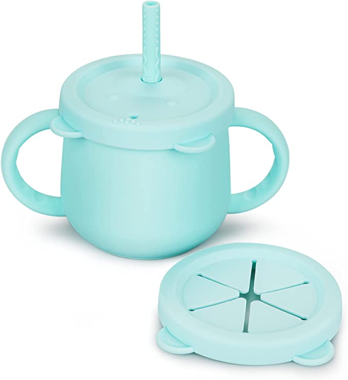 Silicone Cup Toddler with Straw and 2 Lids - 150ml - Diqqawi Plates