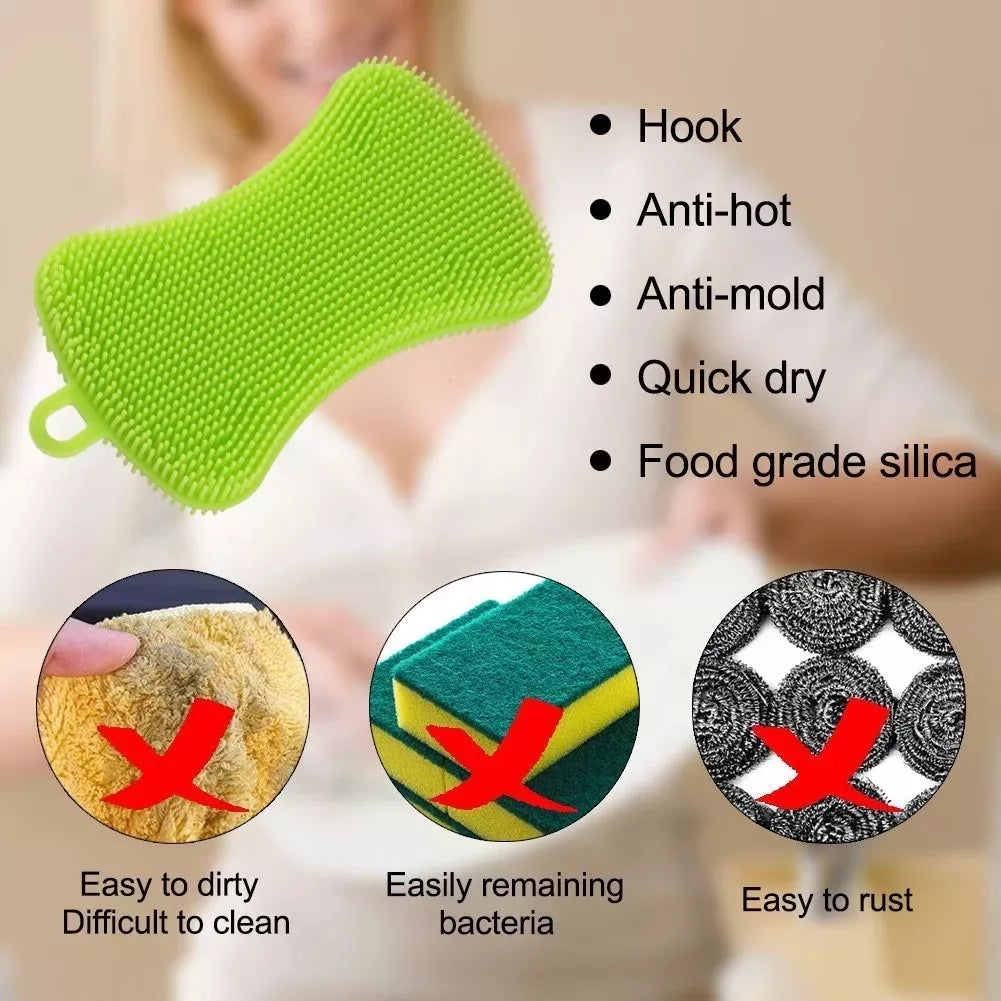 2pcs set Durable Silicone Dish Scrubber Sponge Scrub - Diqqawi Plates
