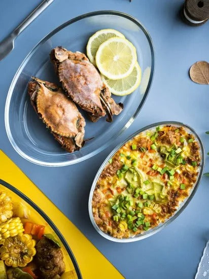 Clear Bake Oval Tempered Glass Casserole - Diqqawi Plates