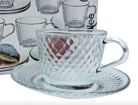 Diamond Tea cup Glass 215ml with plate - Diqqawi Plates