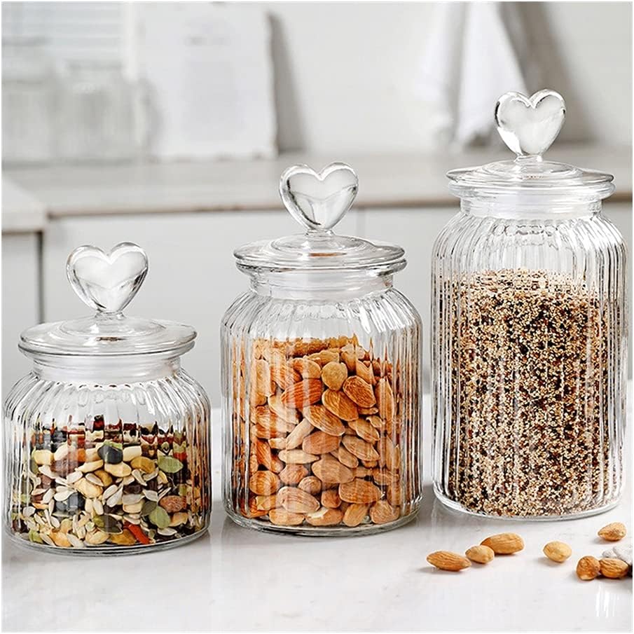 Glass jar storage bottle with Heart Lid - Diqqawi Plates
