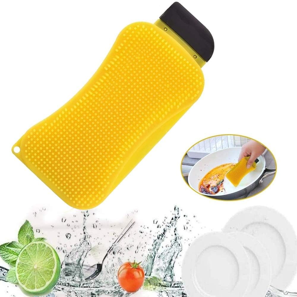 3 in 1 Kitchen Silicone Cleaning Brush Dishwashing Mat With Foam Tool Kitchen Accessories - Diqqawi Plates