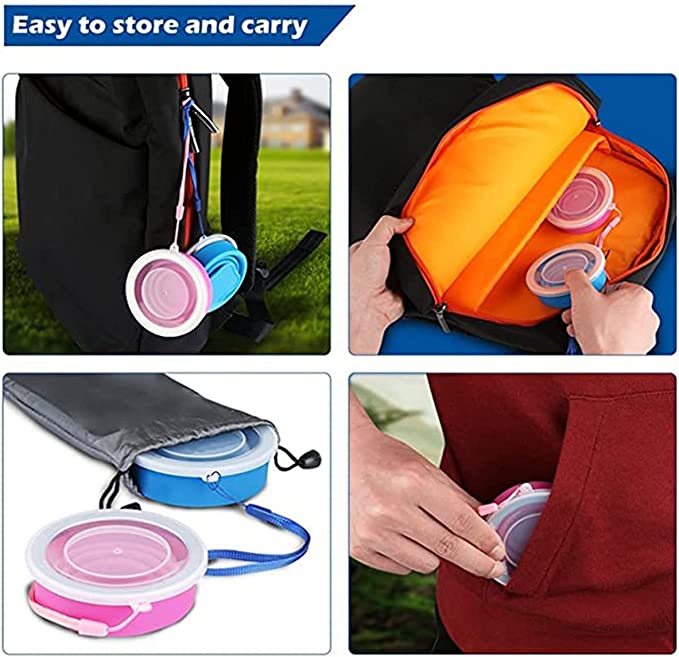 Silicone Collapsible Travel Cup, Folding Camping Cup with Lid - Diqqawi Plates