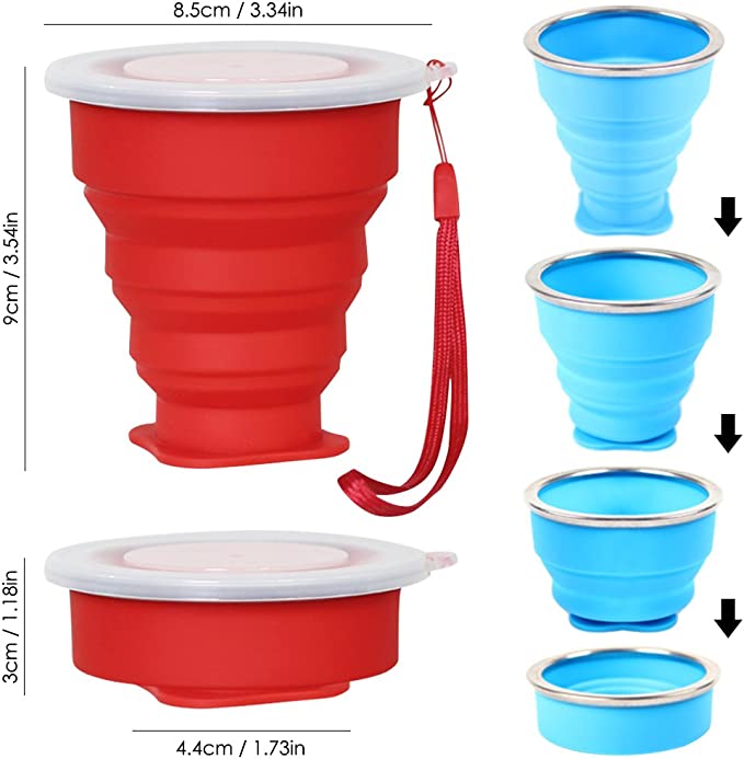 Silicone Collapsible Travel Cup, Folding Camping Cup with Lid - Diqqawi Plates