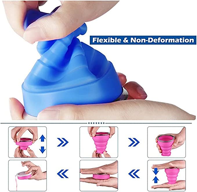 Silicone Collapsible Travel Cup, Folding Camping Cup with Lid - Diqqawi Plates