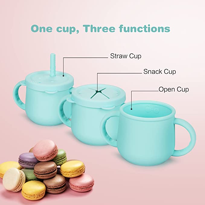 Silicone Cup Toddler with Straw and 2 Lids - 150ml - Diqqawi Plates