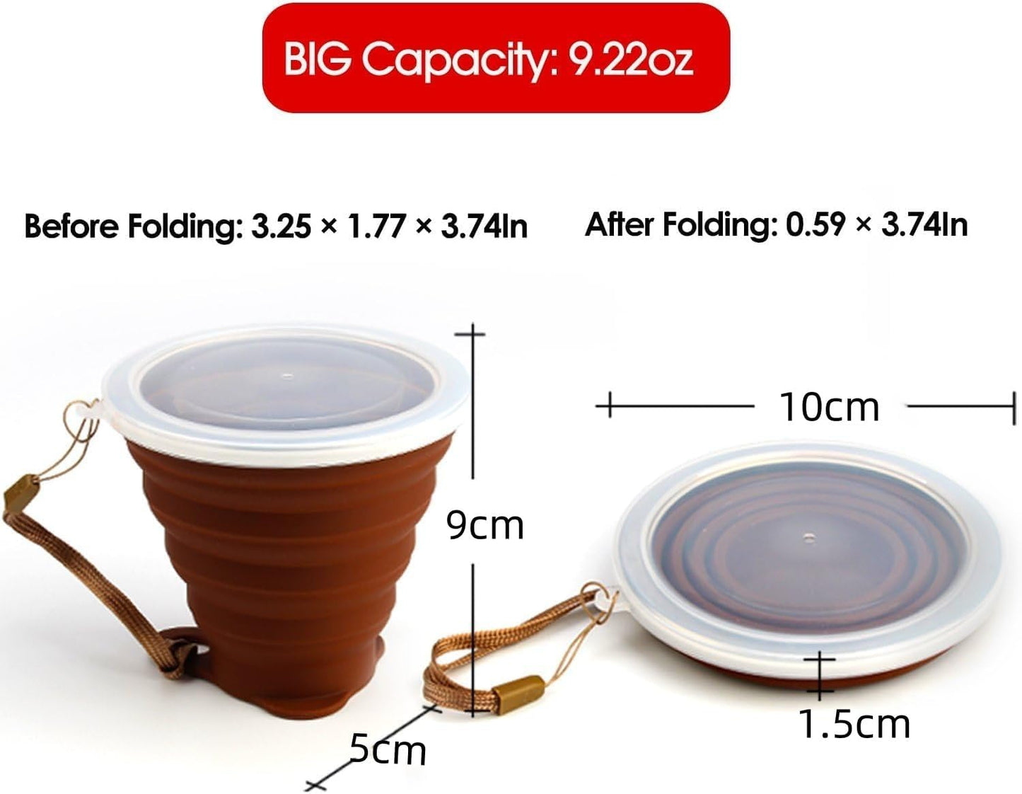 Silicone Collapsible Travel Cup, Folding Camping Cup with Lid - Diqqawi Plates