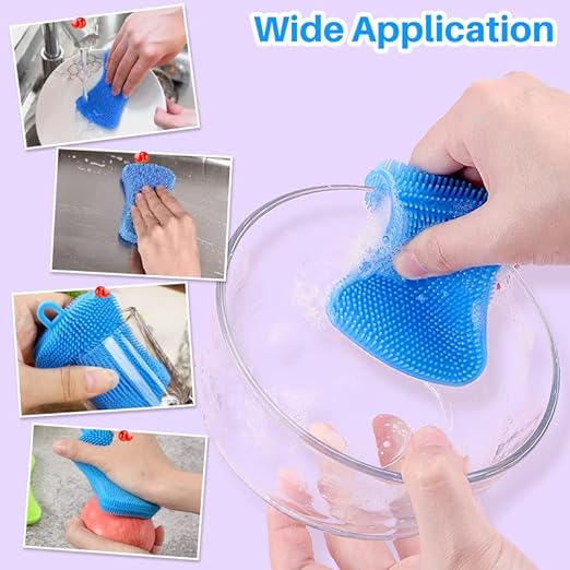 2pcs set Durable Silicone Dish Scrubber Sponge Scrub - Diqqawi Plates
