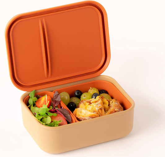 2 Removable Compartment Silicone Lunch Box Reusable for Kids and Adults - Diqqawi Plates