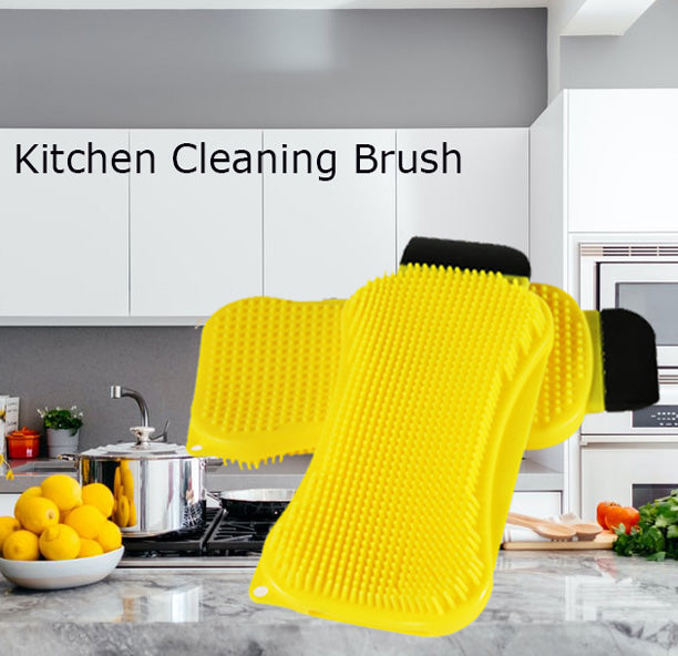 3 in 1 Kitchen Silicone Cleaning Brush Dishwashing Mat With Foam Tool Kitchen Accessories - Diqqawi Plates