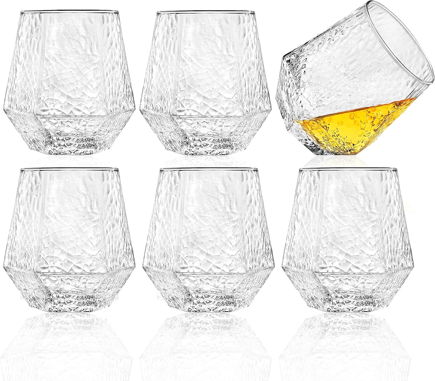 310Ml Diamond-Shaped Glass Tumbler – Elegant Tilted Design - Diqqawi Plates
