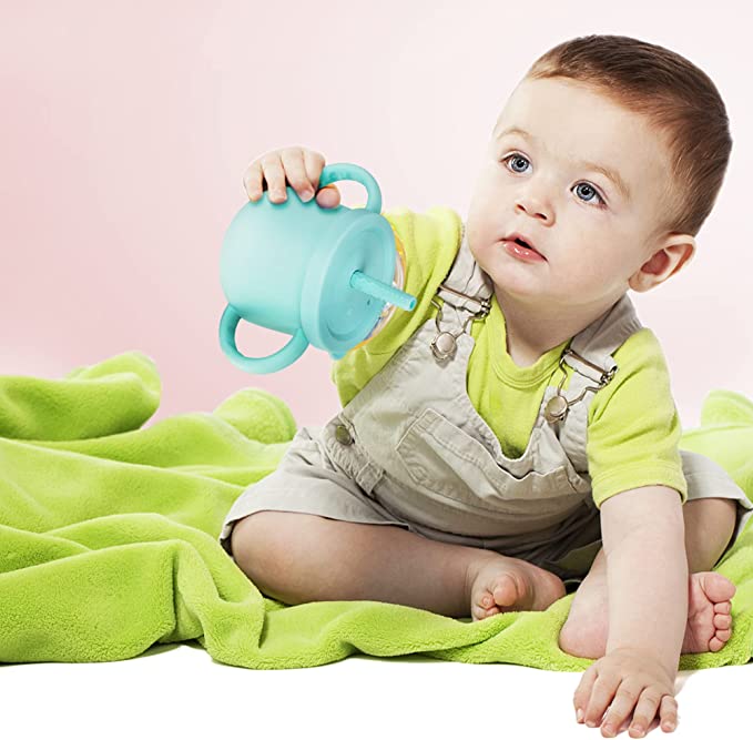 Silicone Cup Toddler with Straw and 2 Lids - 150ml - Diqqawi Plates