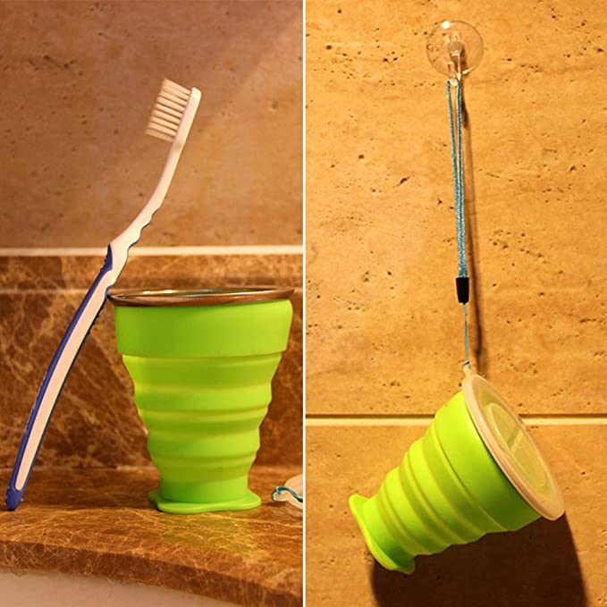 Silicone Collapsible Travel Cup, Folding Camping Cup with Lid - Diqqawi Plates