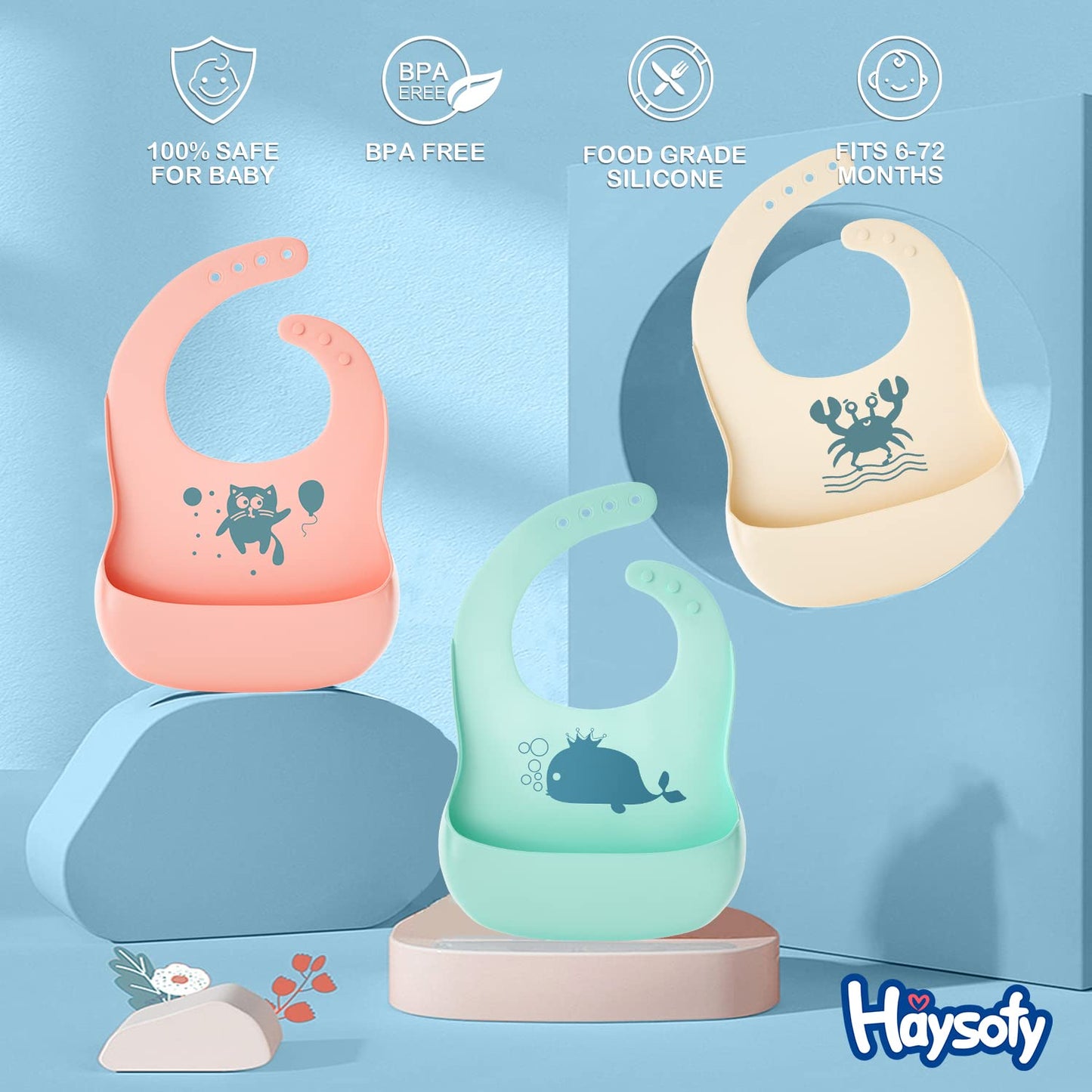 silicone baby bib waterproof for babies and toddlers - Diqqawi Plates