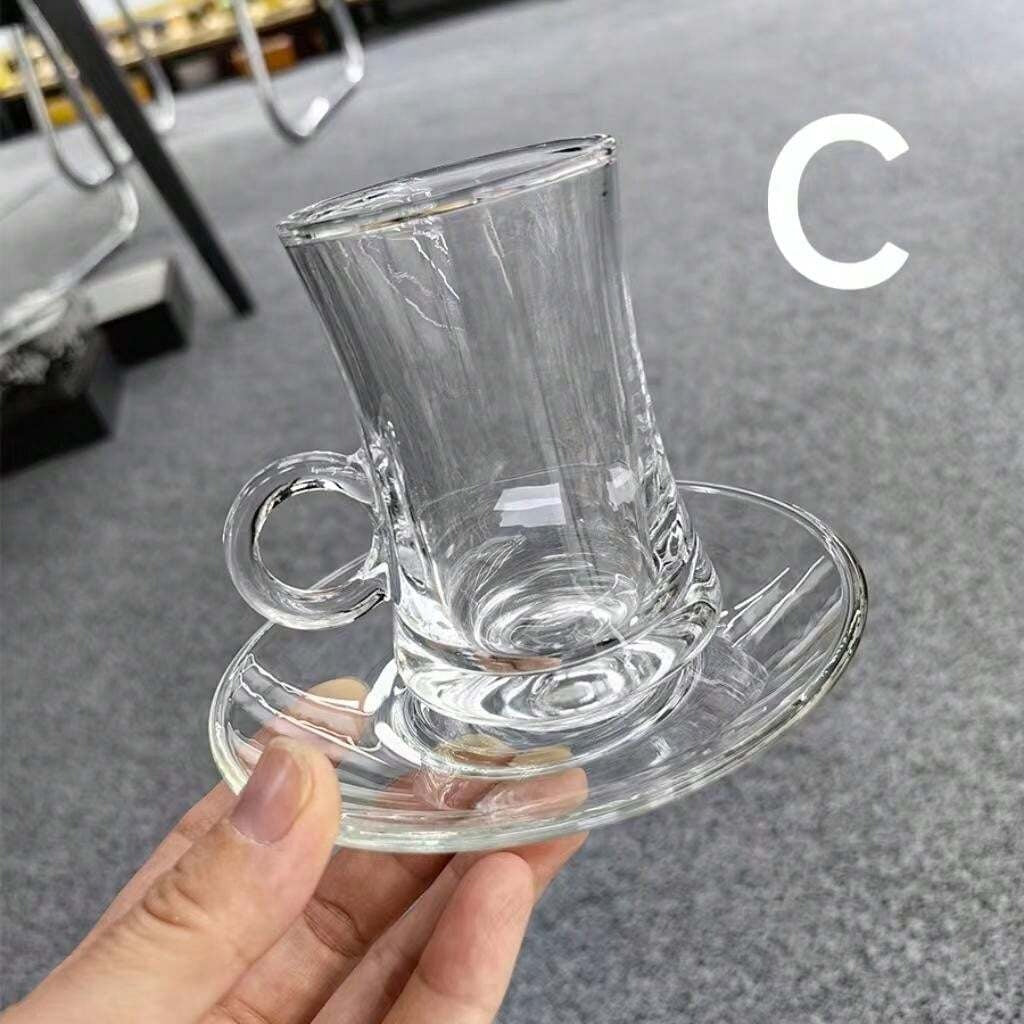 118ML Glass Tea coffee cup with plate - Diqqawi Plates