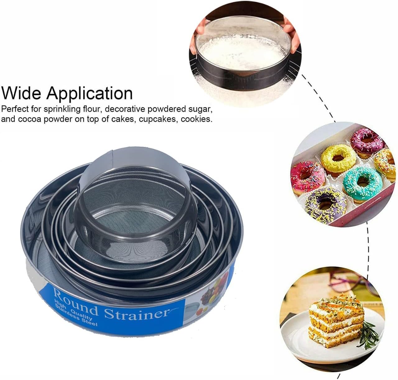 Round Fine Mesh Strainer | Stainless Steel Kitchen Sieve - Diqqawi Plates