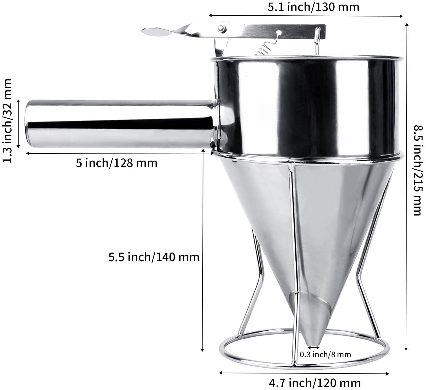 Stainless Steel Donut, Cupcake Batter Dispenser Funnel - Diqqawi Plates