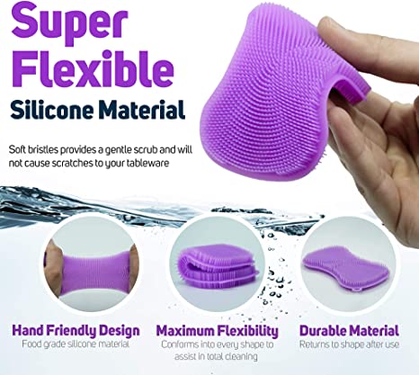 2pcs set Durable Silicone Dish Scrubber Sponge Scrub - Diqqawi Plates
