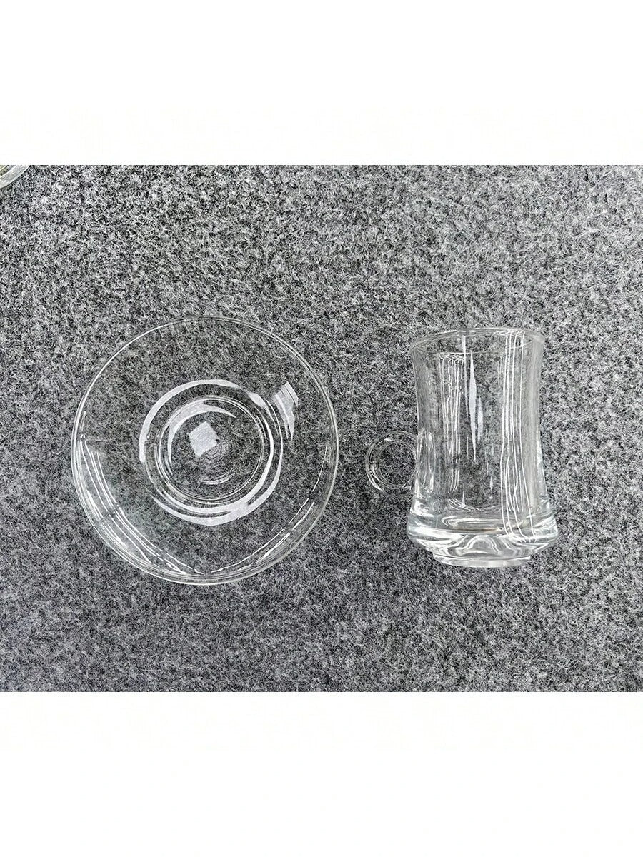 118ML Glass Tea coffee cup with plate - Diqqawi Plates