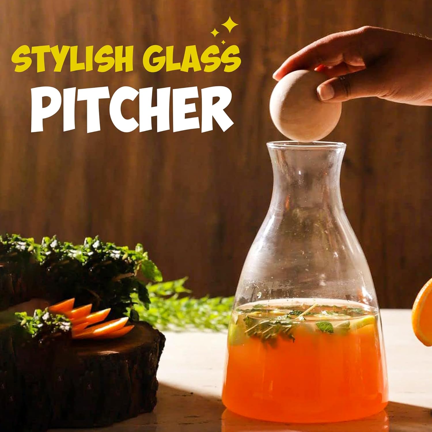 Elegant Vertical Pattern Glass Juice water Jug and 6 cups - Diqqawi Plates