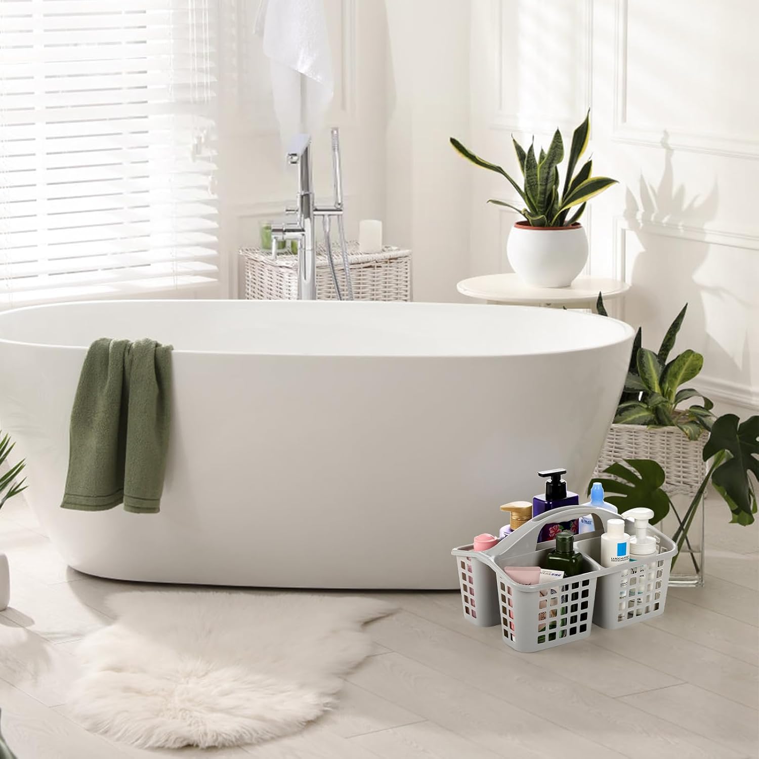 Plastic Shower Caddy Basket with Compartments - Diqqawi Plates