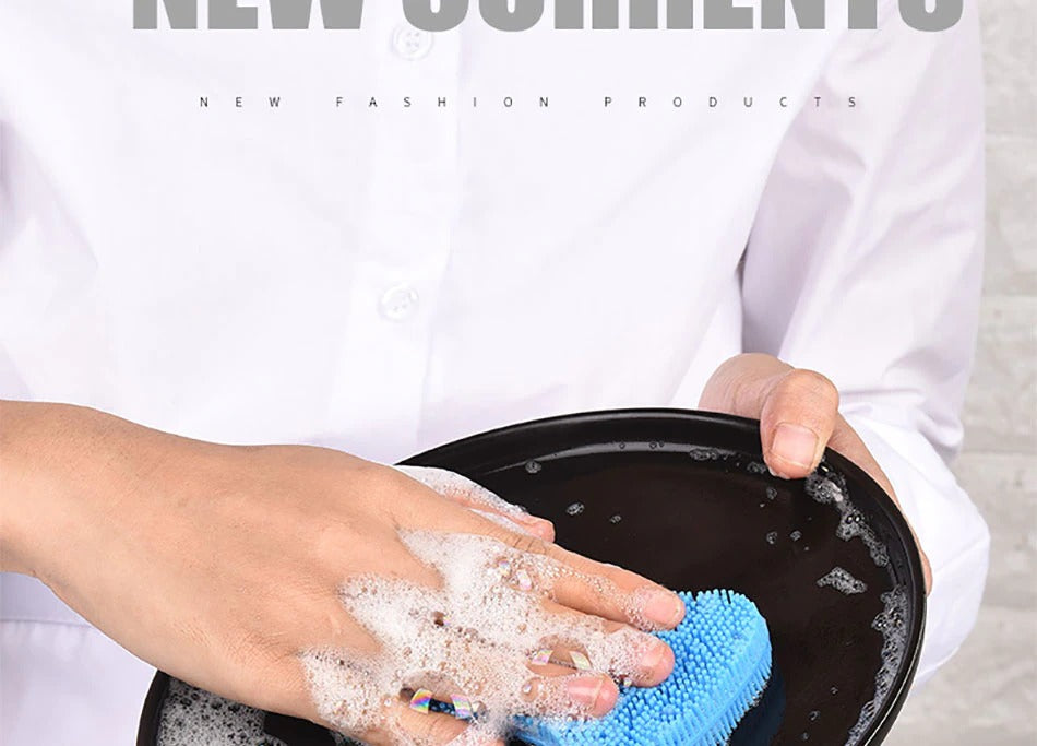 2pcs set Durable Silicone Dish Scrubber Sponge Scrub - Diqqawi Plates