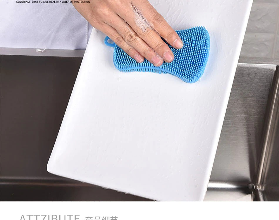 2pcs set Durable Silicone Dish Scrubber Sponge Scrub - Diqqawi Plates