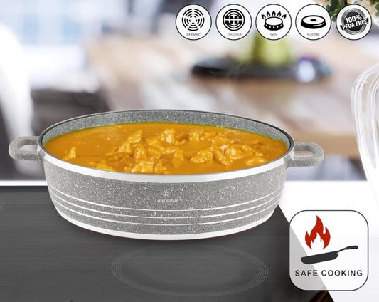 Eco-friendly Nonstick granite Low casserole 28 cm - Diqqawi Plates