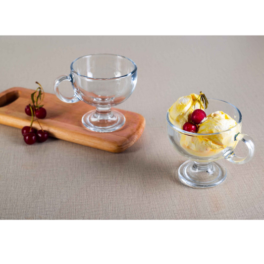 Glass Dessert ice cream Bowl 200ml with handle - Diqqawi Plates