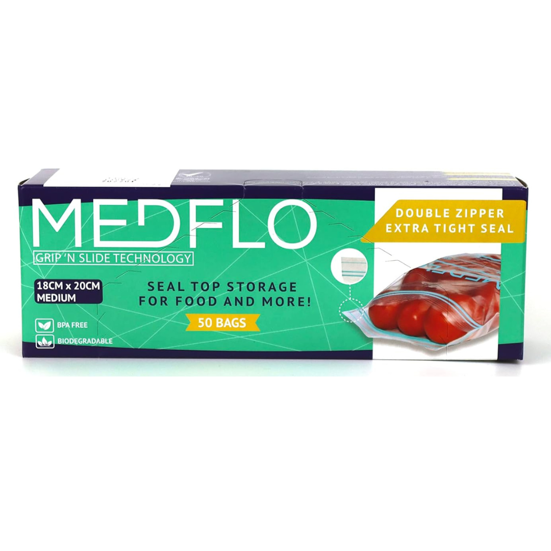 Medium Double Zipper Food Storage Bags – 50 PCS - Diqqawi Plates