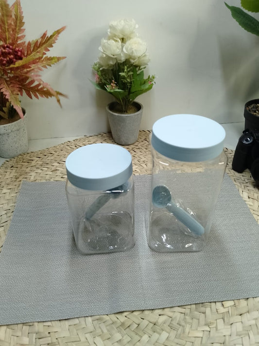 Crystal Clear Square Reusable Plastic Container with Spoon