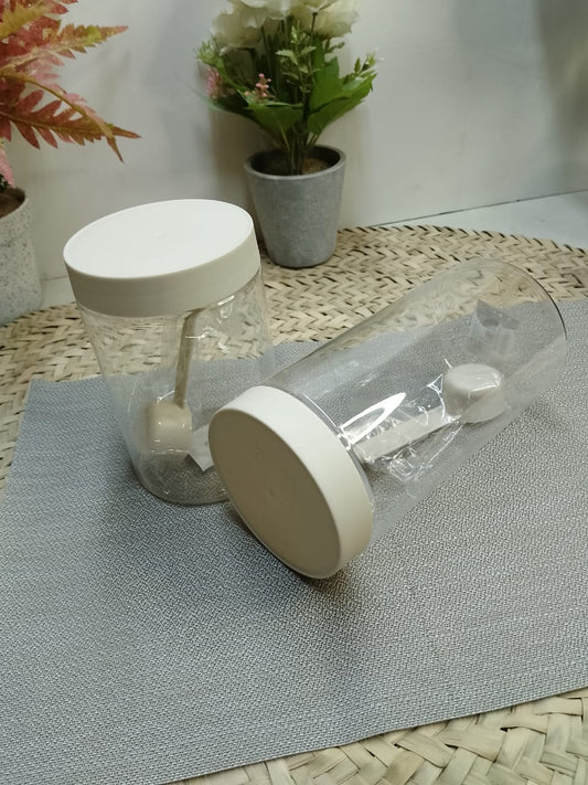 Crystal Clear Cylinder Reusable Plastic Container with Spoon