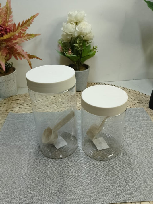 Crystal Clear Cylinder Reusable Plastic Container with Spoon