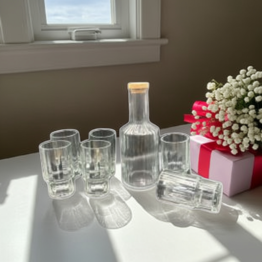 1000 ML Glass Water Juice Jug with 6 cups styl