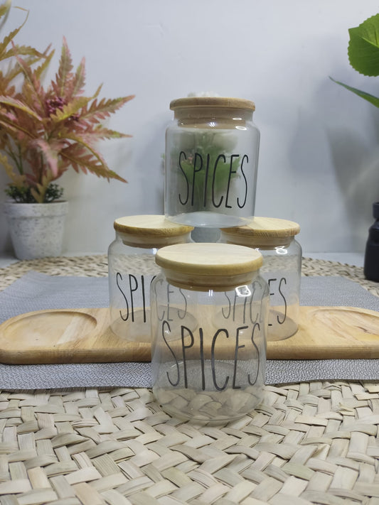 Borosilicate Glass Spice Jar Set with Bamboo Lids – Set of 4