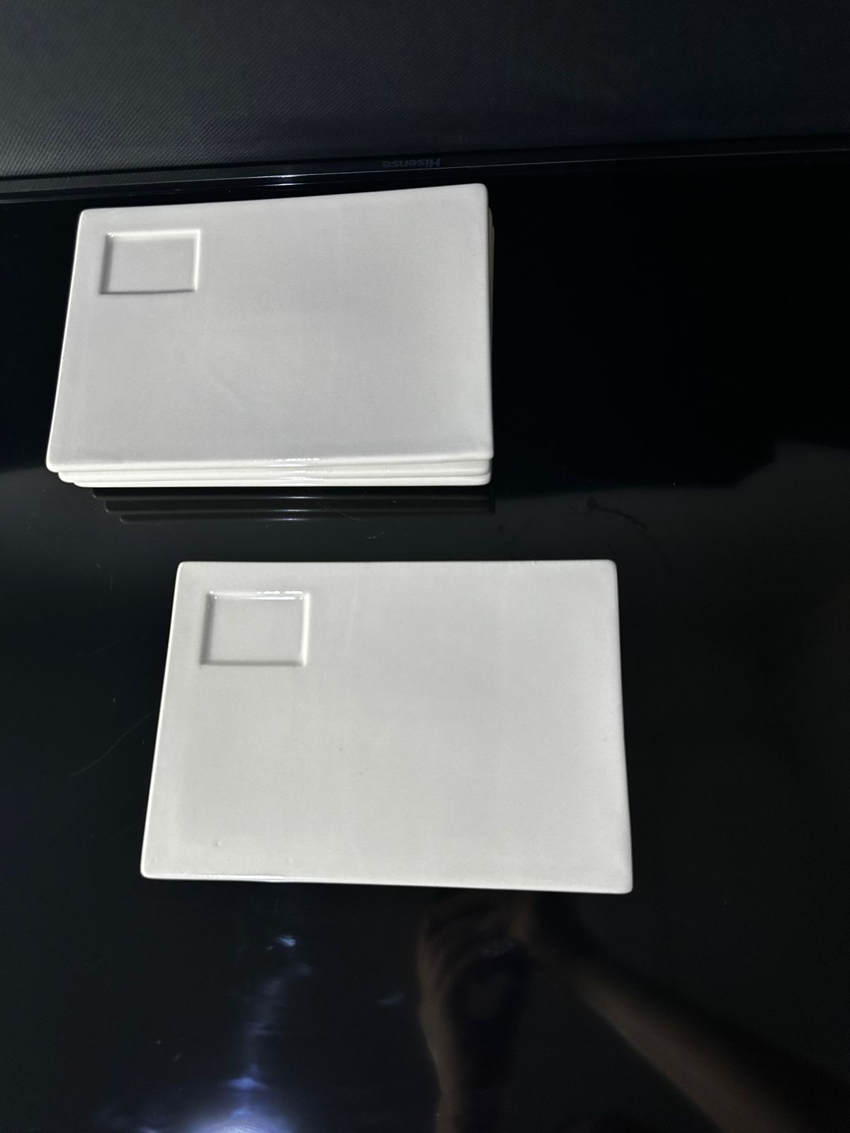 Rectangle Bright White Porcelain Flat Plate styl1 - Diqqawi Plates