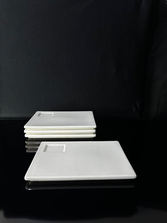 Rectangle Bright White Porcelain Flat Plate styl1 - Diqqawi Plates