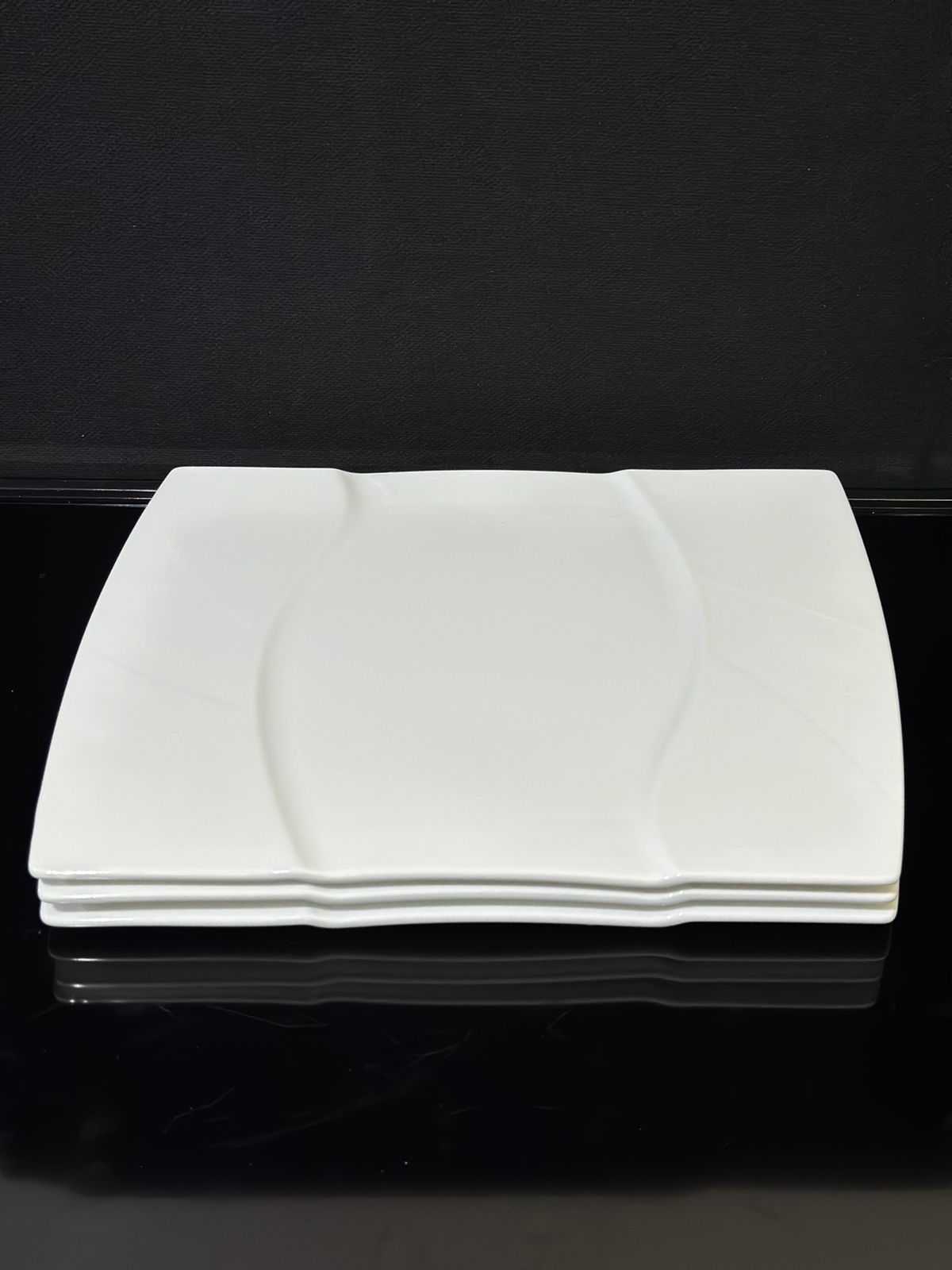 Decorative Rectangle Bright White Porcelain Flat Plate styl3 - Diqqawi Plates