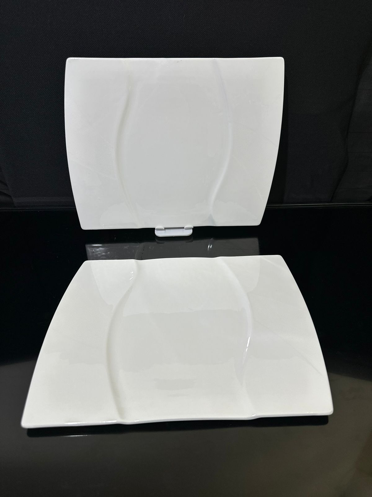 Decorative Rectangle Bright White Porcelain Flat Plate styl3 - Diqqawi Plates
