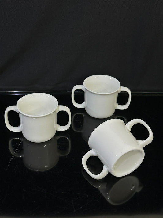 2pcs set Medium Ceramic cup with 2 handles - Diqqawi Plates