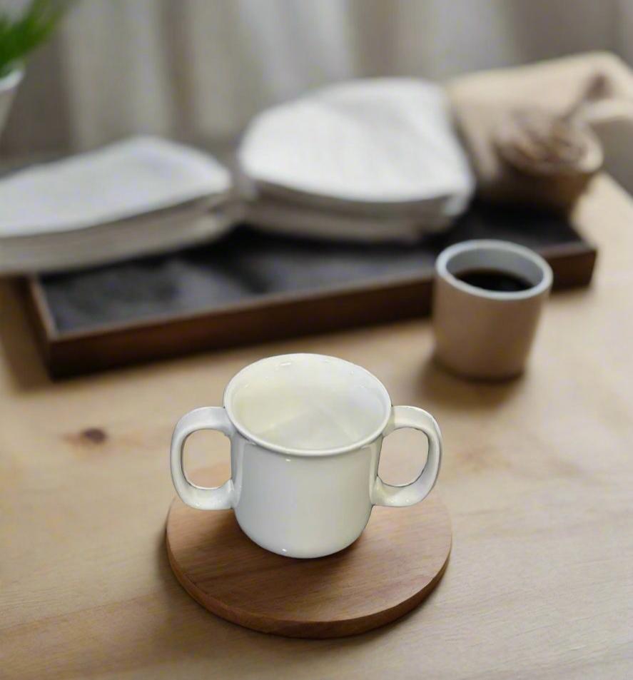 2pcs set Medium Ceramic cup with 2 handles - Diqqawi Plates