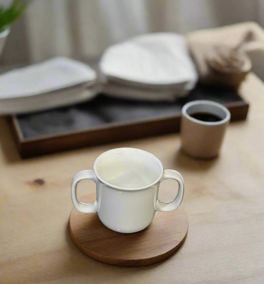 2pcs set Medium Ceramic cup with 2 handles - Diqqawi Plates