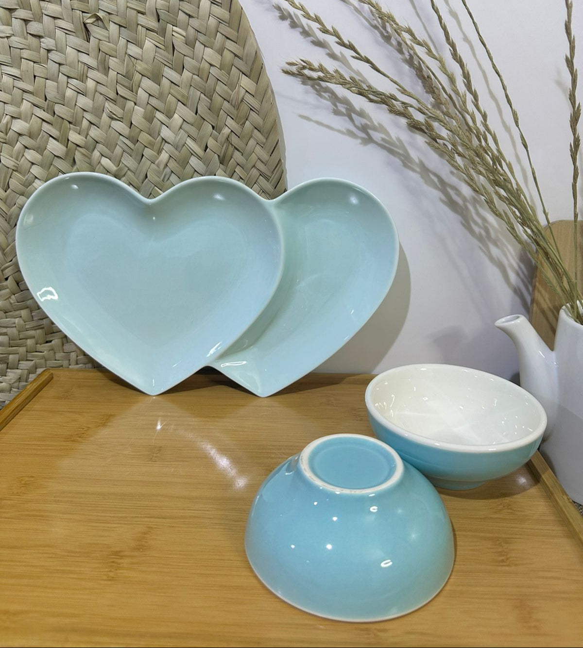 3 pcs set colored Stylish Love plate & 2 bowls - Diqqawi Plates