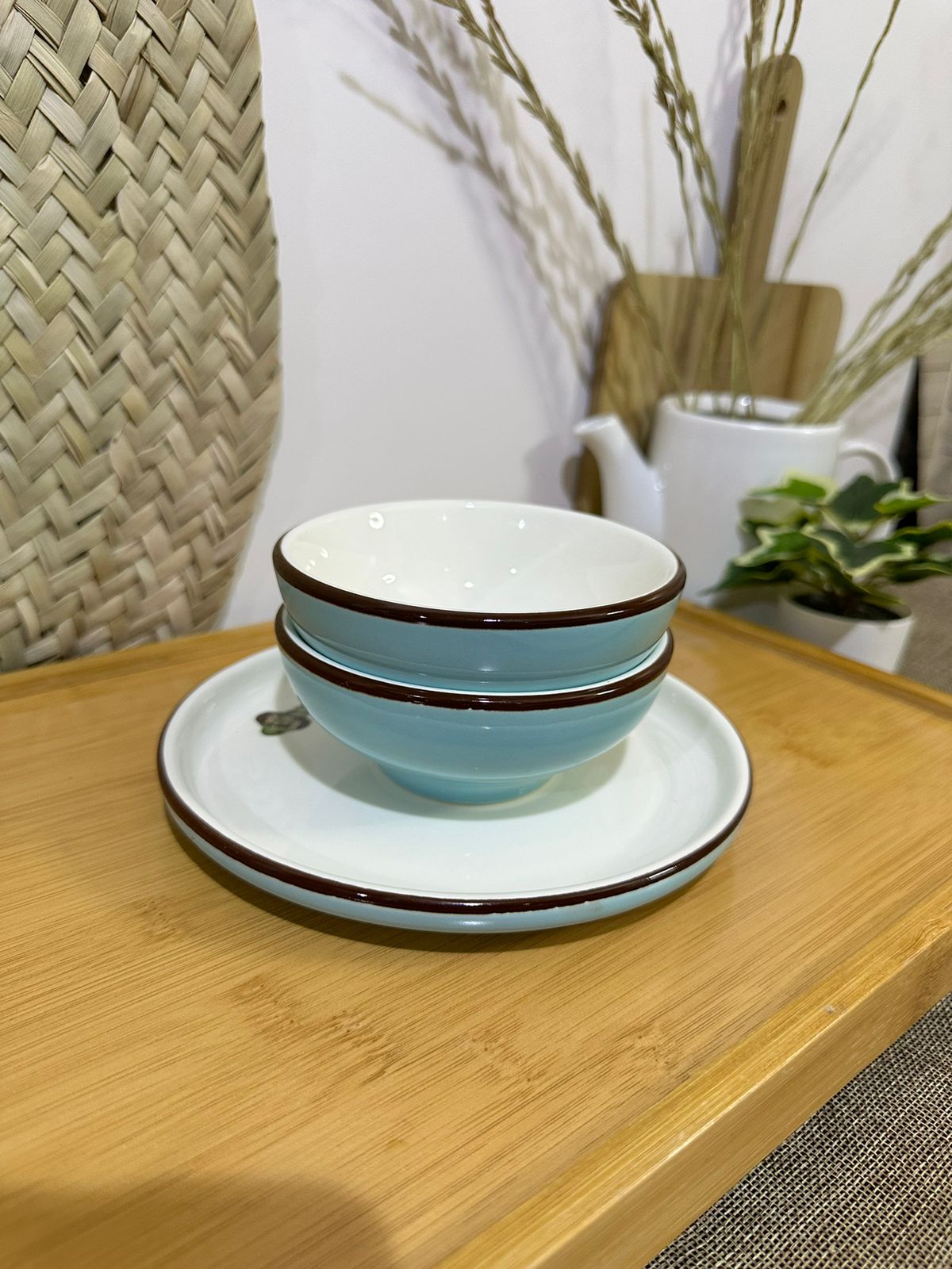 3 pcs set colored plate & bowls styl1 - Diqqawi Plates