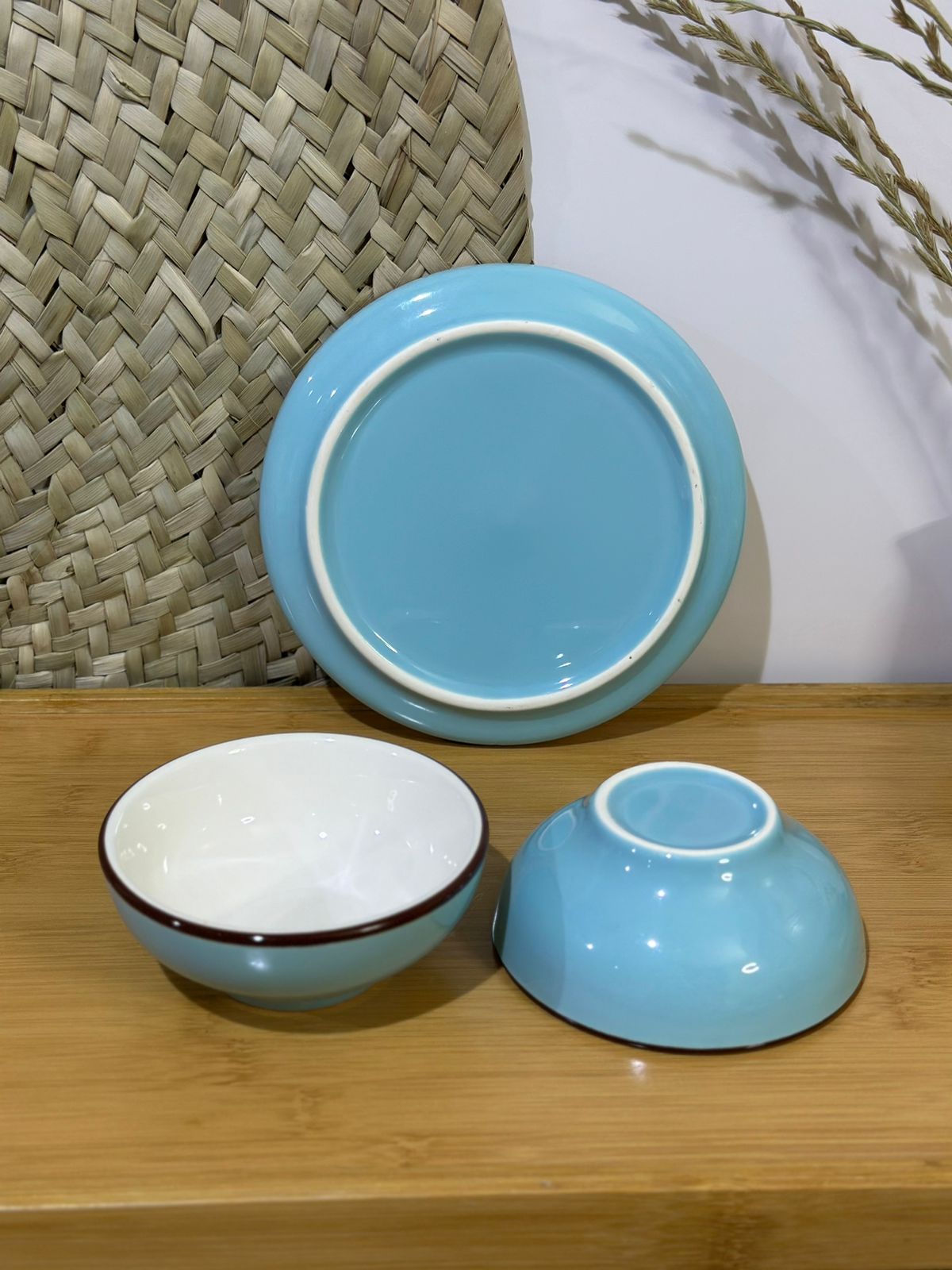 3 pcs set colored plate & bowls styl1 - Diqqawi Plates