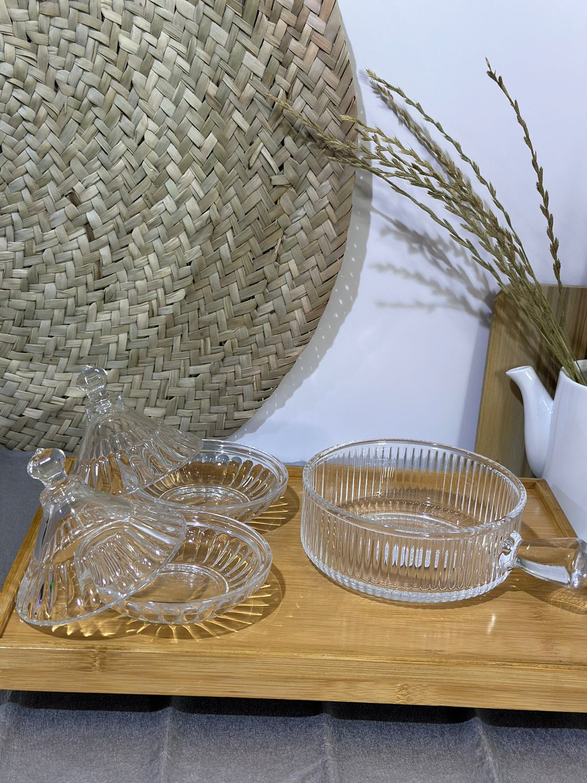 3 pcs Glass set Frying Pan & 2 Bowls styl2 - Diqqawi Plates