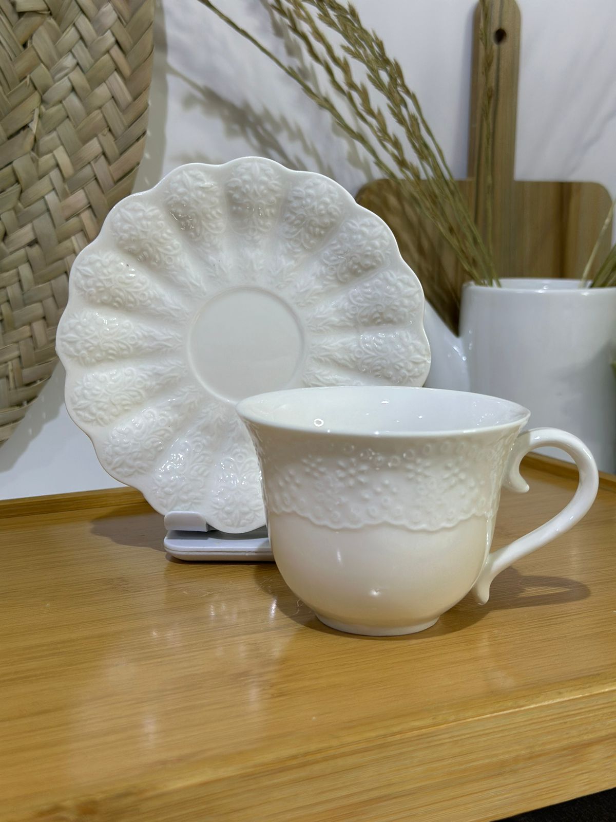 Porcelain Cappuccino Nescafe tea Cup with Plate styl1 - Diqqawi Plates