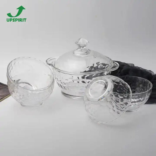 4pcs set Glass Serving Dessert Bowls with Lid - Diqqawi Plates