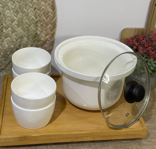 Large pot container with Lid & 4 bowls - Diqqawi Plates