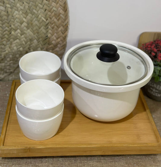 Large pot container with Lid & 4 bowls - Diqqawi Plates